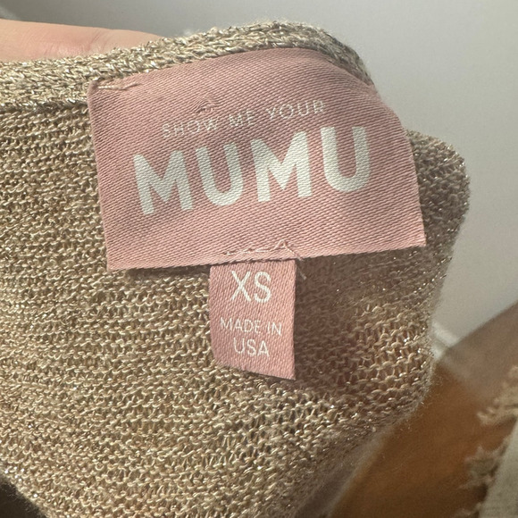 Show Me Your MuMu Women XS Sweater Gold Sparkle Holiday New Year Party Made USA - Picture 5 of 5
